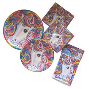 Lisa Frank Rainbow Majesty Party Bundle Napkins Plates Invitations Y2K 90s NEW
